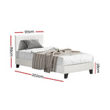 Artiss BedStory Single Bed Frame Mattress Bundle Platform Headboard Medium Firm Hybrid White - Front View