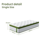 Artiss BedStory Single Bed Frame Mattress Bundle Platform Headboard Medium Firm Hybrid White - Side View
