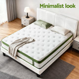 Artiss Double Bed Frame Platform White PVC Leather Hybrid Mattress Modern - Top-Down View