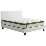Artiss Double Bed Frame Platform White PVC Leather Hybrid Mattress Modern - Close-Up Angle