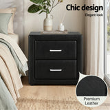 Artiss King Single Bed Frame Storage White Leather Gas Lift Bed Black Bedside Table Set - Close-Up Angle