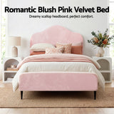 Artiss King Single Storage Bed Frame Velvet with Bedside Table Pink - 45-Degree Angle