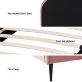 Artiss King Single Storage Bed Frame Velvet with Bedside Table Pink - Rear View