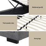 Artiss Upholstered Queen Gas Lift Storage Bed Frame with 2-Drawer Bedside Table Set