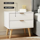 Artiss Upholstered Queen Gas Lift Storage Bed Frame with 2-Drawer Bedside Table Set - Close-Up Angle