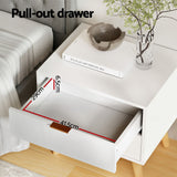 Artiss Upholstered Queen Gas Lift Storage Bed Frame with 2-Drawer Bedside Table Set - Low Angle