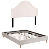 Artiss Queen Bed Frame with Storage Scalloped Velvet Headboard Wooden Platform Base - Front View