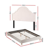 Artiss Queen Bed Frame with Storage Scalloped Velvet Headboard Wooden Platform Base - Side View