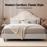 Artiss Queen Bed Frame with Storage Scalloped Velvet Headboard Wooden Platform Base - Top-Down View