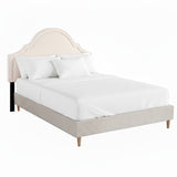 Artiss Queen Bed Frame with Storage Scalloped Velvet Headboard Wooden Platform Base - Close-Up Angle