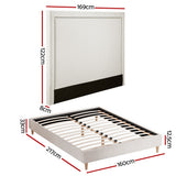 Artiss Queen Bed Frame Platform Bed Base Upholstered Headboard Linen Fabric Beige - Front View