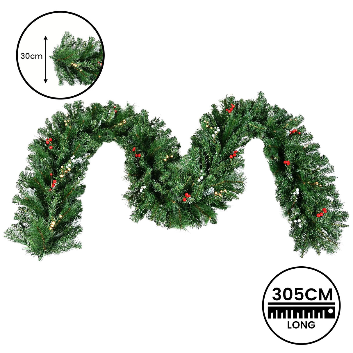 Christabelle Christmas Garland with Berries - 305cm