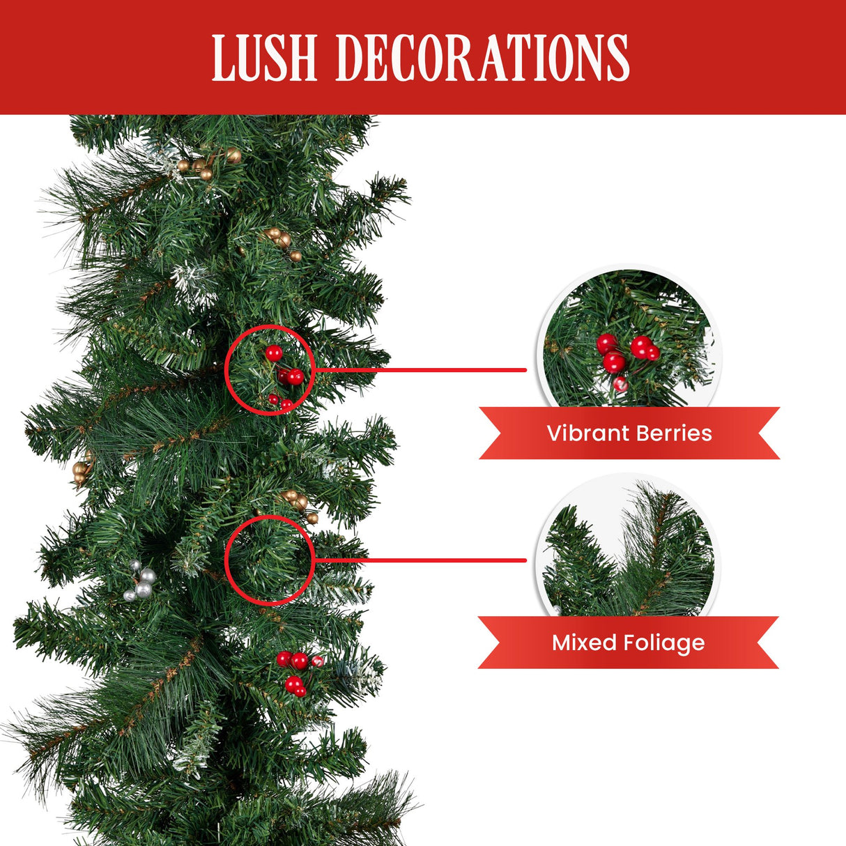 Christabelle Christmas Garland with Berries - 305cm
