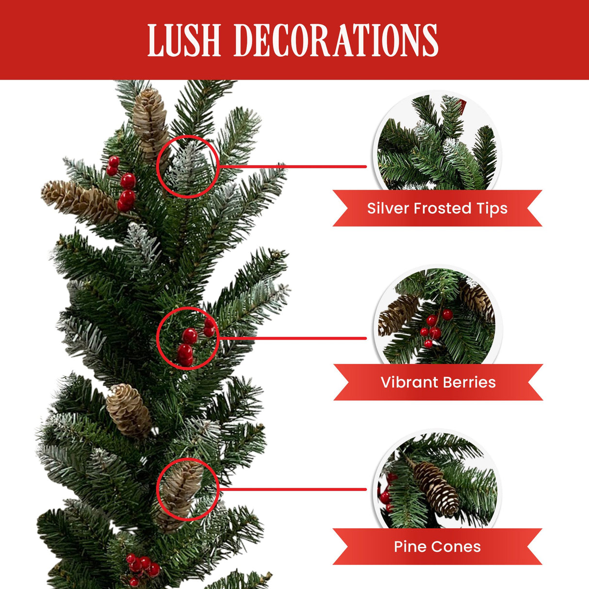 Christabelle Christmas Garland with Pine Cones & Berries - 274cm