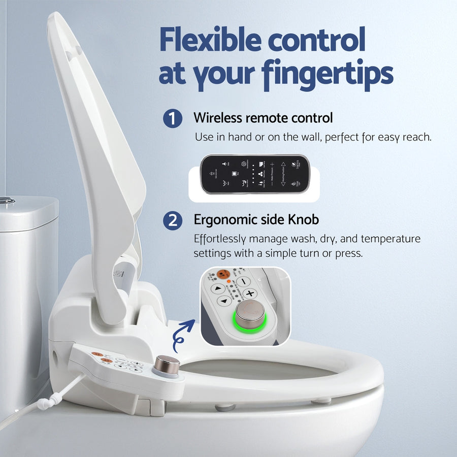 Cefito Electric Bidet Toilet Seat Cover LED Night Light Heated Seat with Remote, image 5