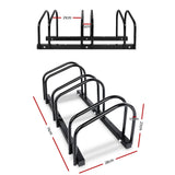 Weisshorn 3 Bike Stand Rack Bicycle Storage Floor Parking Holder Cycling Black - Front View