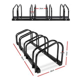 Weisshorn 4 Bike Stand Rack Bicycle Storage Floor Parking Holder Cycling Black - Front View