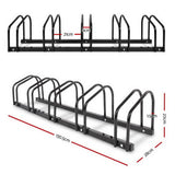 Weisshorn 5 Bike Stand Rack Bicycle Storage Floor Parking Holder Cycling Black - Front View