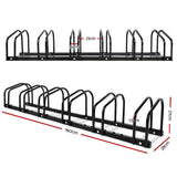 Weisshorn 6 Bike Stand Rack Bicycle Storage Floor Parking Holder Cycling Black - Front View