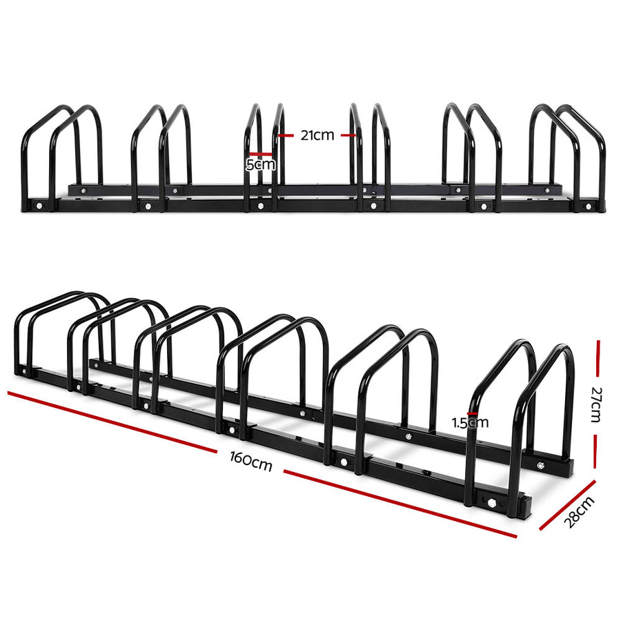 Weisshorn 6 Bike Stand Rack Bicycle Storage Floor Parking Holder Cycling Black, Storage