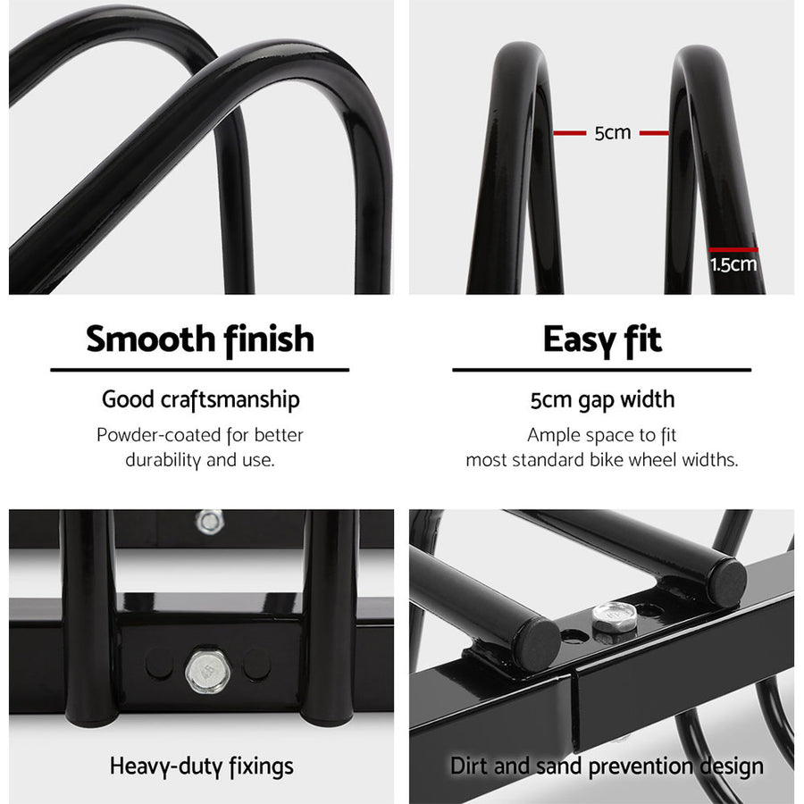 Weisshorn 6 Bike Stand Rack Bicycle Storage Floor Parking Holder Cycling Black, image 5