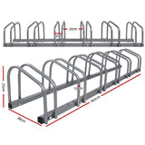 Weisshorn 6 Bike Stand Rack Bicycle Storage Floor Parking Holder Cycling Silver - Front View