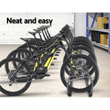 Weisshorn 6 Bike Stand Rack Bicycle Storage Floor Parking Holder Cycling Silver - Side View