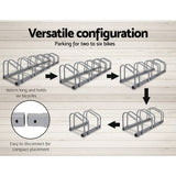 Weisshorn 6 Bike Stand Rack Bicycle Storage Floor Parking Holder Cycling Silver - Top-Down View