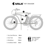 VALK Electric Fat Tyre Cruiser Bike, eBike with Throttle, Matte Black - Rear View