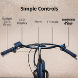 VALK Electric Fat Tyre Cruiser Bike, eBike with Throttle, Matte Black - Side View