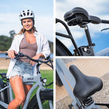 VALK Electric Fat Tyre Cruiser Bike, eBike with Throttle, Tektro Hydraulic Brakes, Blue - 45-Degree Angle