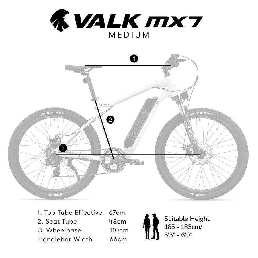 VALK MX7 Electric Bike, Medium frame Mountain ebike, White
