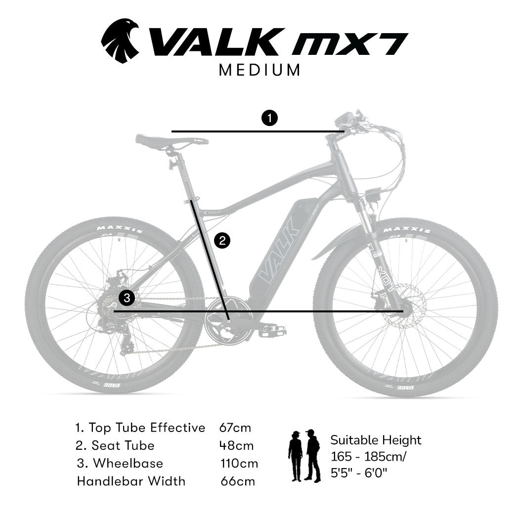 VALK MX7 Electric Bike Medium frame Mountain ebike, Black