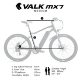 VALK MX7 Electric Bike Medium frame Mountain ebike, Black - Rear View