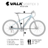 VALK Vortex 3 Electric Bike, Medium Frame Mountain ebike, Metallic Teal