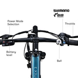 VALK Vortex 3 Electric Bike, Medium Frame Mountain ebike, Metallic Teal - 45-Degree Angle