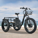 VALK Electric Fat Tyre Tricycle, 500W, Throttle, Hydraulic Disc Brakes, Alloy Frame, Suspension, Black