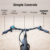 VALK Electric Fat Tyre Cruiser Bike, Step-Through eBike with Throttle, Tektro Hydraulic Brakes, Matte Black - Side View