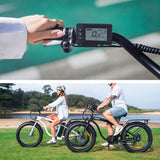 VALK Electric Fat Tyre Cruiser Bike, Step-Through eBike with Throttle, Tektro Hydraulic Brakes, Matte Black - Low Angle