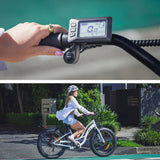 VALK Electric Fat Tyre Cruiser Bike, Step-Through eBike with Throttle, Tektro Hydraulic Brakes, White - Low Angle