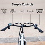 VALK Electric Fat Tyre Cruiser Bike, Step-Through eBike with Throttle, Tektro Hydraulic Brakes, White