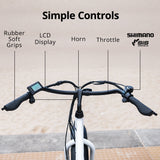 VALK Electric Fat Tyre Cruiser Bike, Step-Through eBike with Throttle, Tektro Hydraulic Brakes, White - Side View