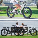 VALK Electric Fat Tyre Cruiser Bike, Step-Through eBike with Throttle, Tektro Hydraulic Brakes, White - Extra Image