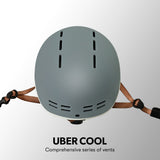 VALK Retro Bike Helmet, 56-61cm S, M, L Universal Dial Fit System, Graphite Blue - Top-Down View