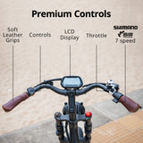 VALK Nomad Electric Fat Tyre Bike, 350W, 32km/hr, Throttle ebike, Disc Brakes, Step-Through Alloy, Shimano 7 spd, 20x4' Kenda Tyres, Suspension, Black