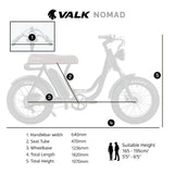 VALK Nomad Electric Fat Tyre Bike, 350W, 32km/hr, Throttle ebike, Disc Brakes, Step-Through Alloy, Shimano 7 spd, 20x4' Kenda Tyres, Suspension, Black