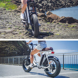 VALK Nomad Electric Fat Tyre Bike, 350W, 32km/hr, Throttle ebike, Disc Brakes, Step-Through Alloy, Shimano 7 spd, 20x4' Kenda Tyres, Suspension, White
