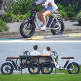 VALK Nomad Electric Fat Tyre Bike, 350W, 32km/hr, Throttle ebike, Disc Brakes, Step-Through Alloy, Shimano 7 spd, 20x4' Kenda Tyres, Suspension, White