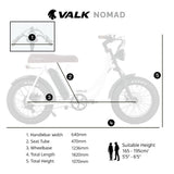VALK Nomad Electric Fat Tyre Bike, 350W, 32km/hr, Throttle ebike, Disc Brakes, Step-Through Alloy, Shimano 7 spd, 20x4' Kenda Tyres, Suspension, White