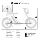 VALK Nomad Electric Fat Tyre Bike, 350W, 32km/hr, Throttle ebike, Disc Brakes, Step-Through Alloy, Shimano 7 spd, 20x4' Kenda Tyres, Suspension, White - Rear View